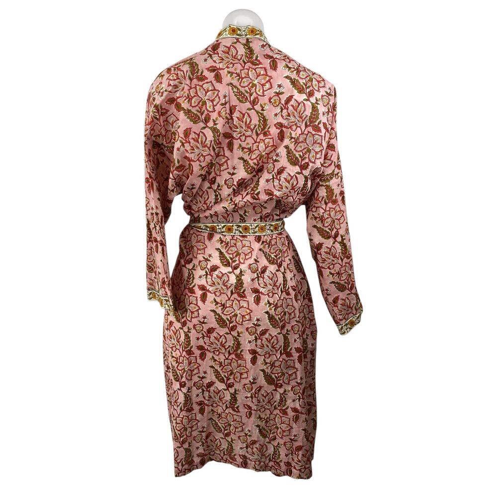 Floral Pink Cotton Robe with Trim - Women's Intimates & Sleepwear - Picture 2 of 5